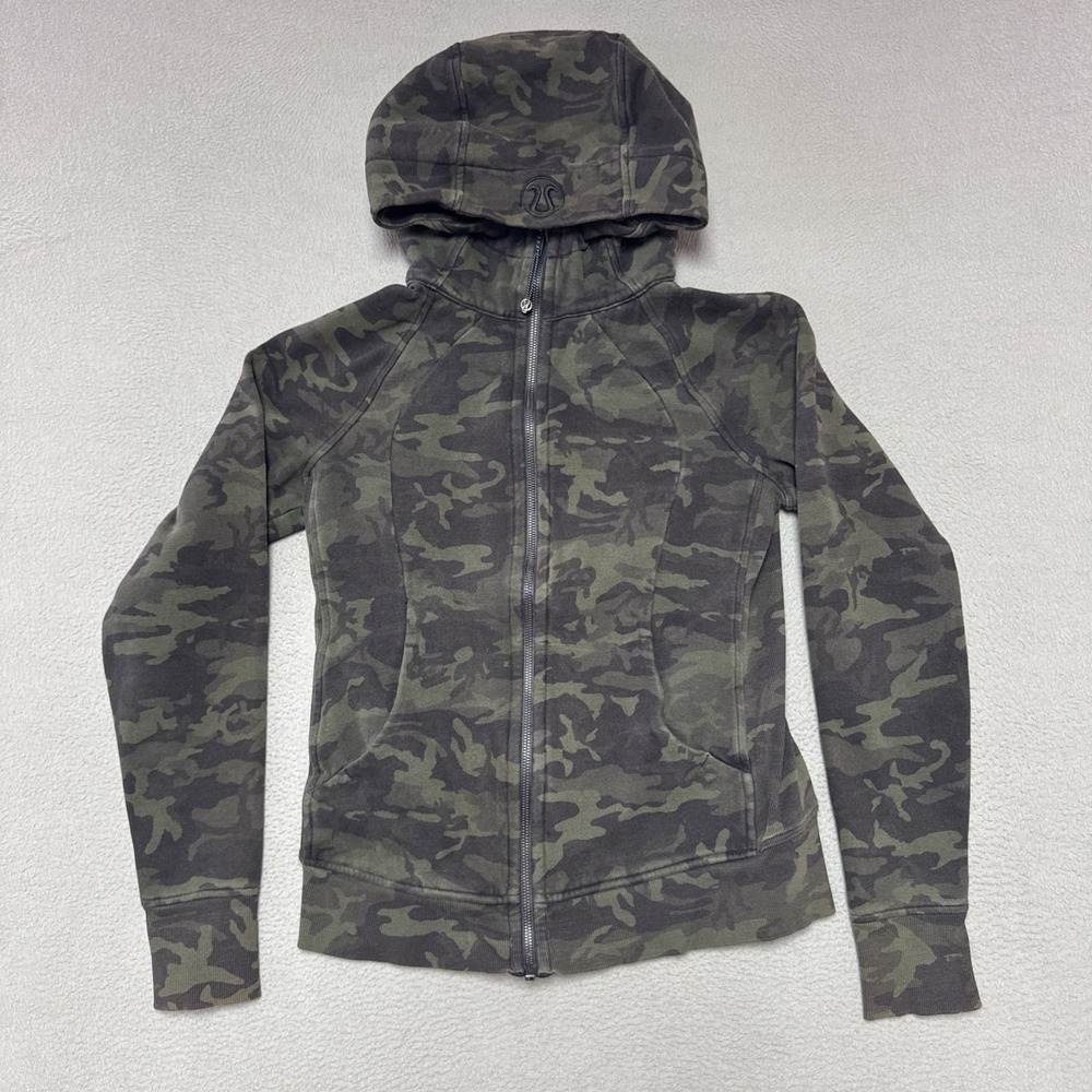 Lululemon Scuba Hoodie Full Zip Camo Heritage Womens Sz 8 Outdoor Hunting Hiking